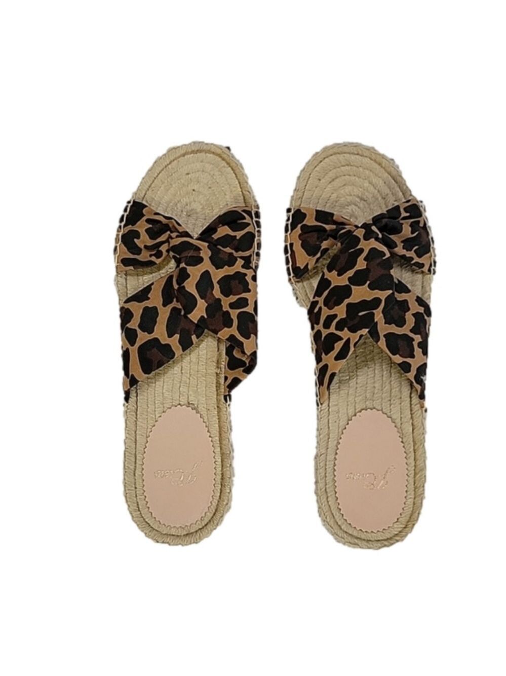 J. Crew Twisted-Knot Espadrille Women's Sandals Slides Leopard Canvas Size 8.5